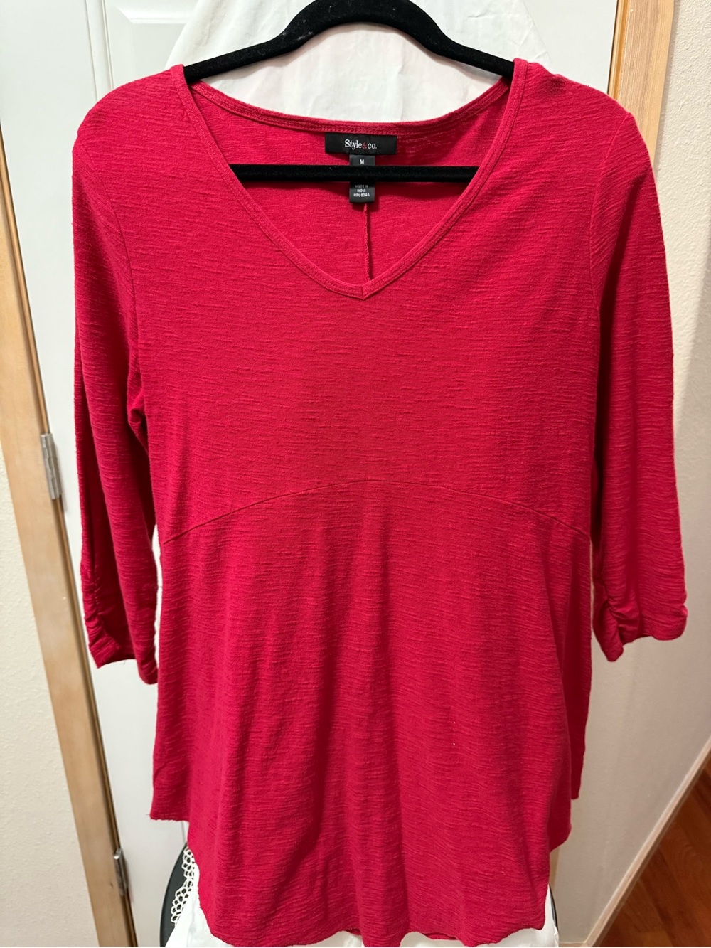 Style & Co. Red V-Neck Women's Top